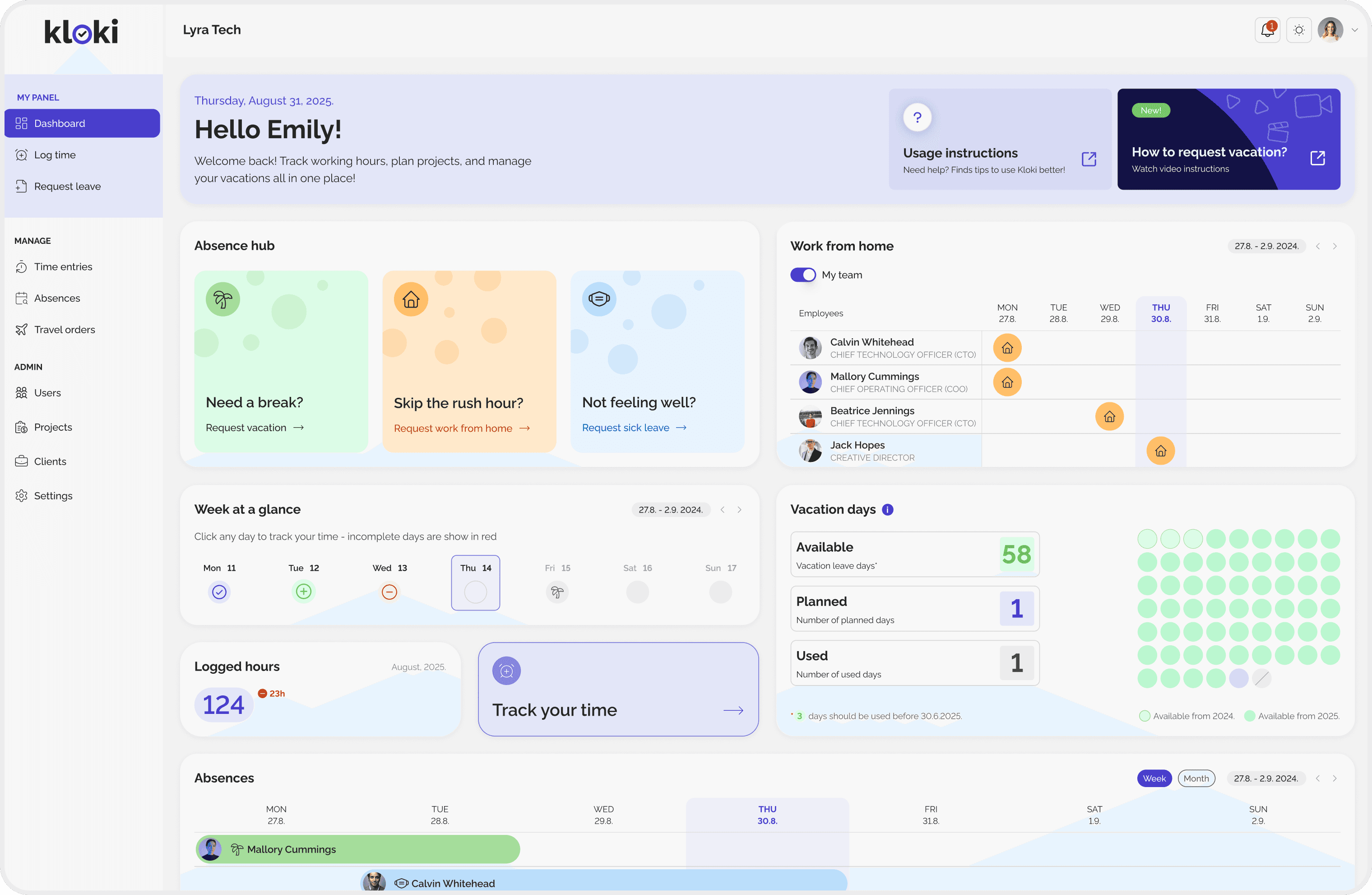 Kloki app dashboard sceenshot