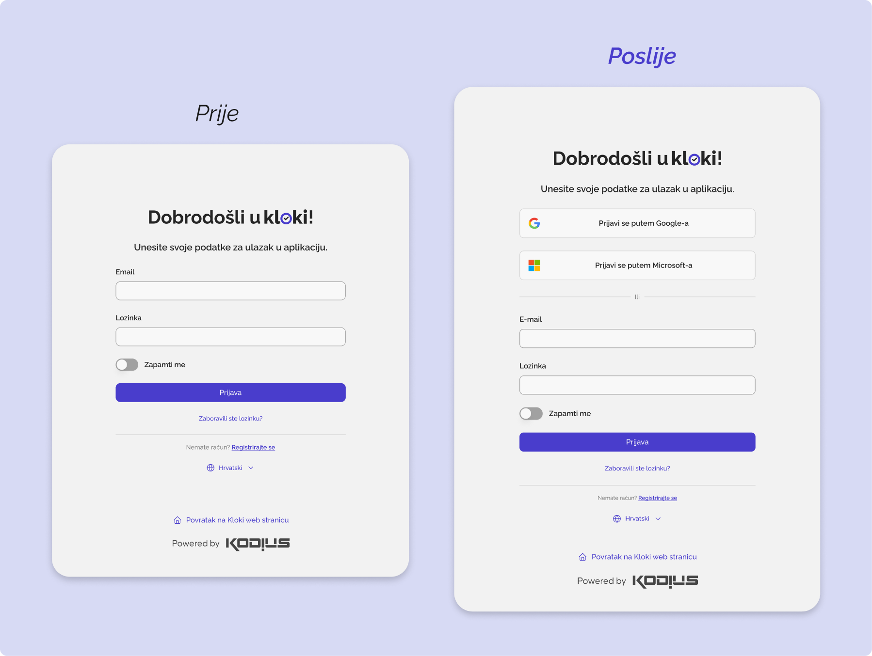 Prikaz prijave u Kloki aplikaciji
